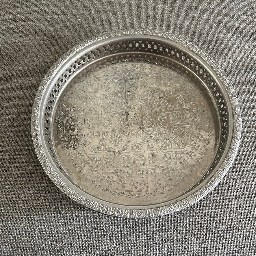 Verzilverd dienblad, Ophalen of Verzenden, Ovaal, Metaal