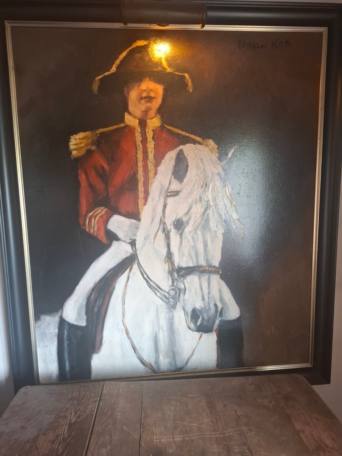 olie fschilderij: Officier te paard, gesigneerd., Ophalen of Verzenden