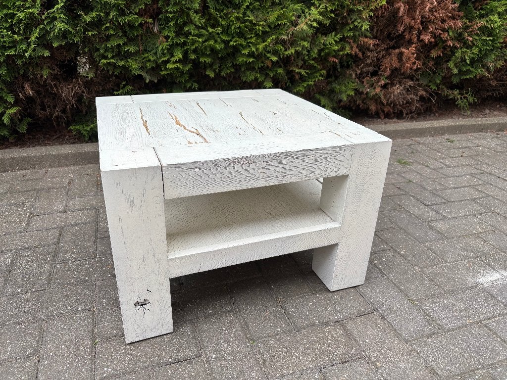 Goossens bijzettafel wit (massief eiken), Ophalen, Minder dan 45 cm, Vierkant, 55 tot 75 cm
