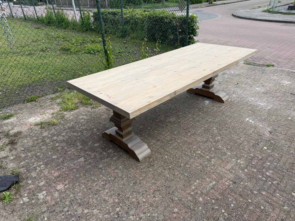 Nieuwe Kloostertafel - Grey Wash, 100 tot 150 cm, Ophalen of Verzenden, Vijf personen of meer, Rechthoekig