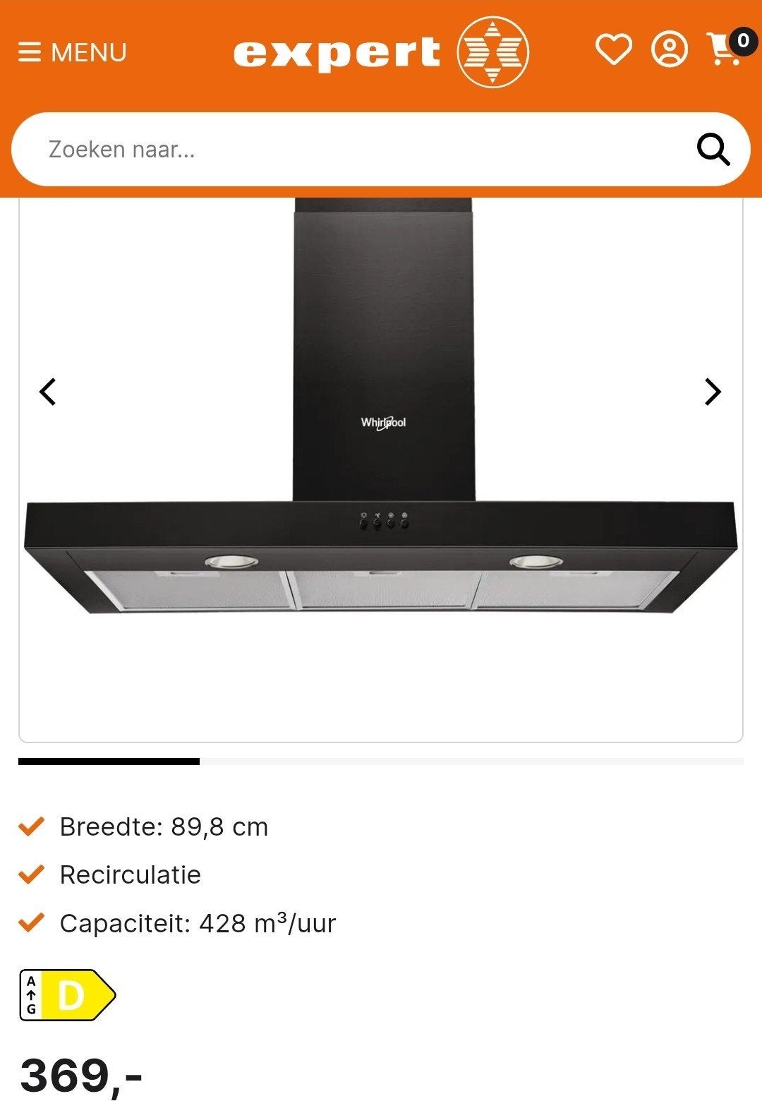 Nieuwe Whirlpool afzuigkap WHBS 95 LM K - Nooit gebruikt, Ophalen of Verzenden