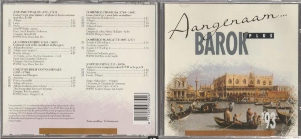 Aangenaam Barok Plus '93"", Cd's en Dvd's, Ophalen of Verzenden, Zo goed als nieuw, Klassiek, Inclusief doosje