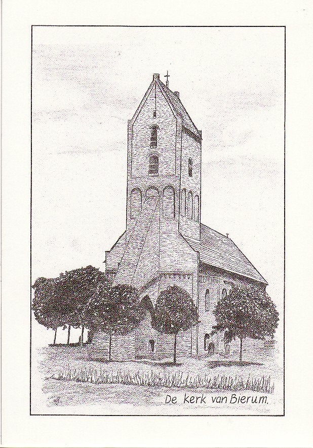 Bierum (Gr.) pentekening van de kerk. door v.d. Grift., Ophalen, 1980 tot heden, Ongelopen, Groningen