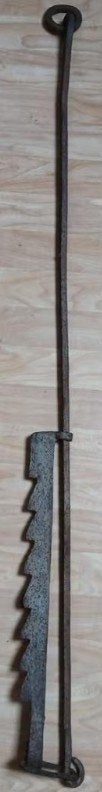 antieke smeedijzeren zaaghaal voor in de haard 127-155cm, Ophalen of Verzenden