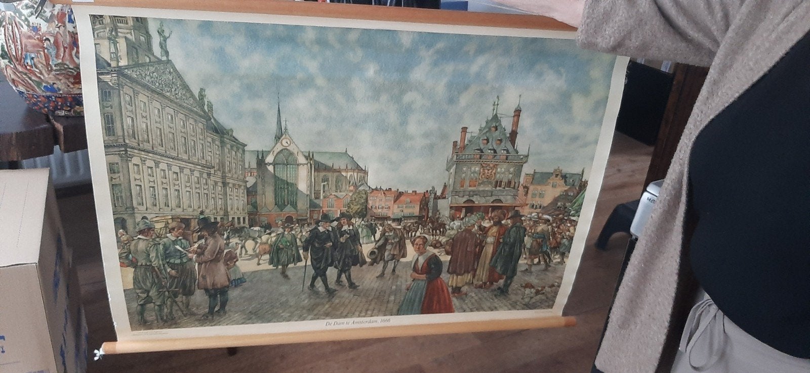 schoolplaat van de dam amsterdam 1666, Ophalen