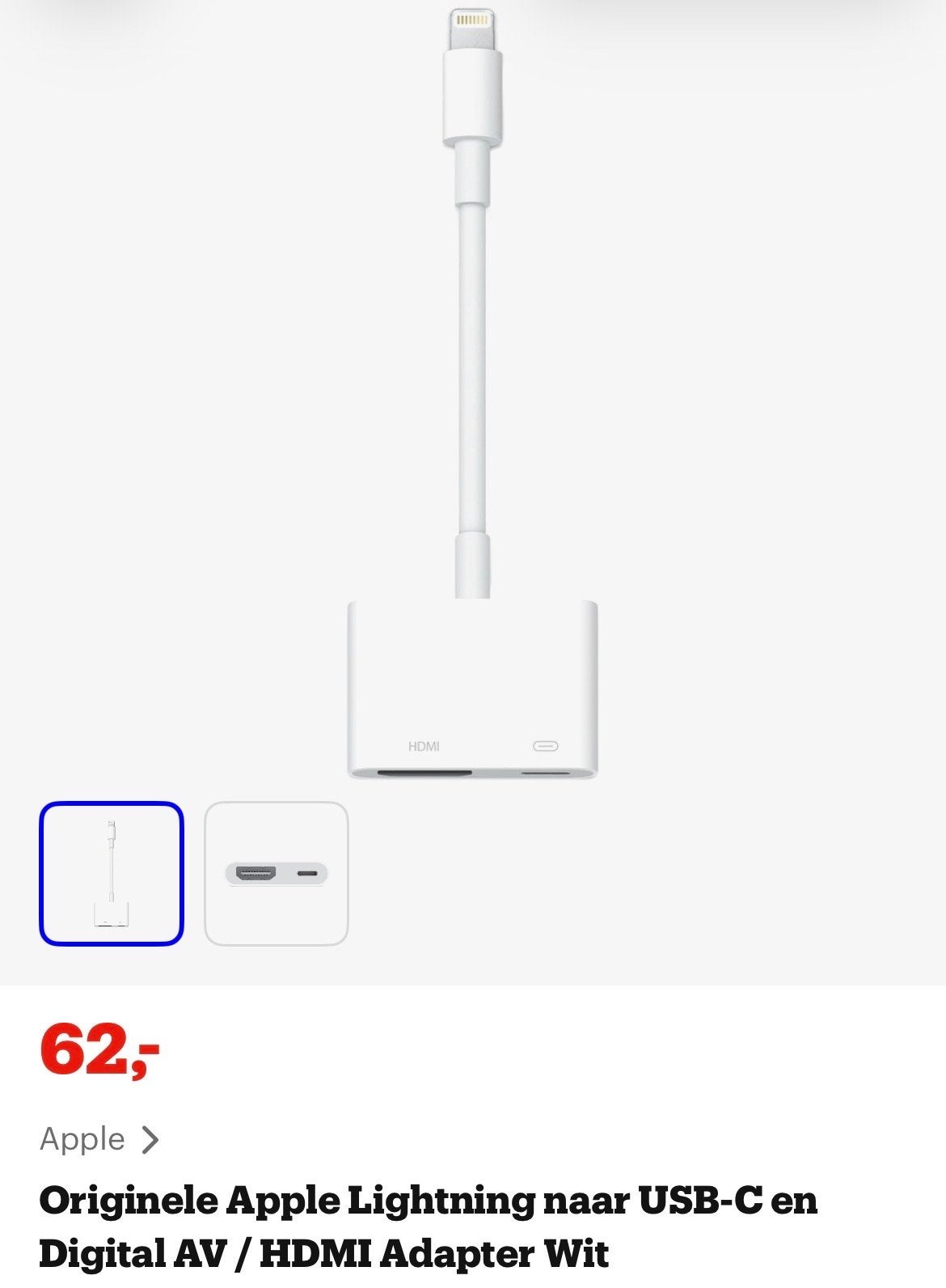 NIEUW Originele Apple Lightning  naar HDMI Adapter Wit, Ophalen of Verzenden, Zo goed als nieuw, Minder dan 2 meter, HDMI-kabel