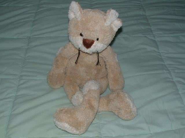 UNITOYS POES ZACHTE KRULLERIGE BADSTOF BEIGE MET WIT, Kinderen en Baby's, Speelgoed | Knuffels en Pluche, Ophalen of Verzenden