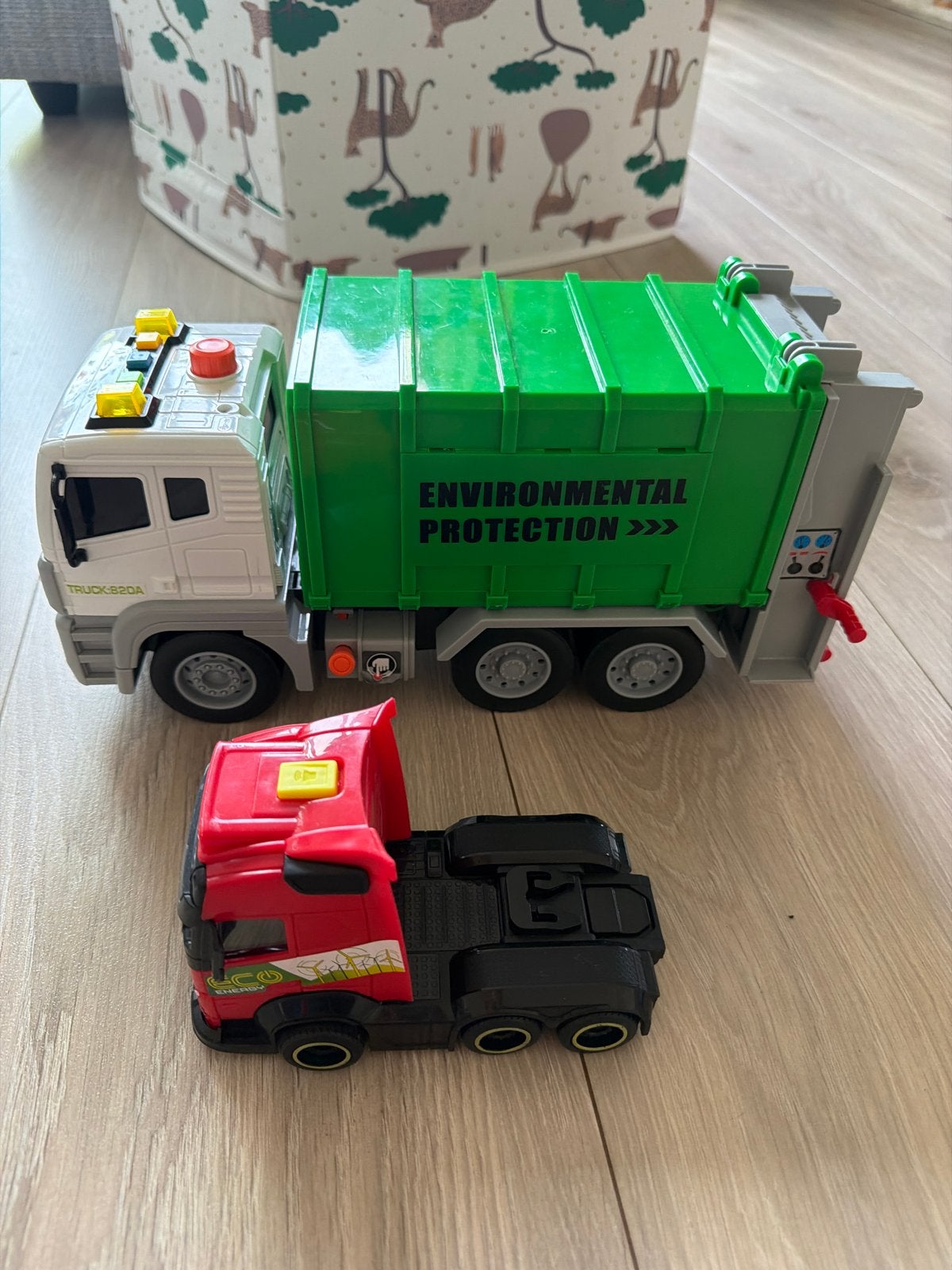 Speelgoed vuilniswagen en vrachtwagen, Ophalen, Gebruikt