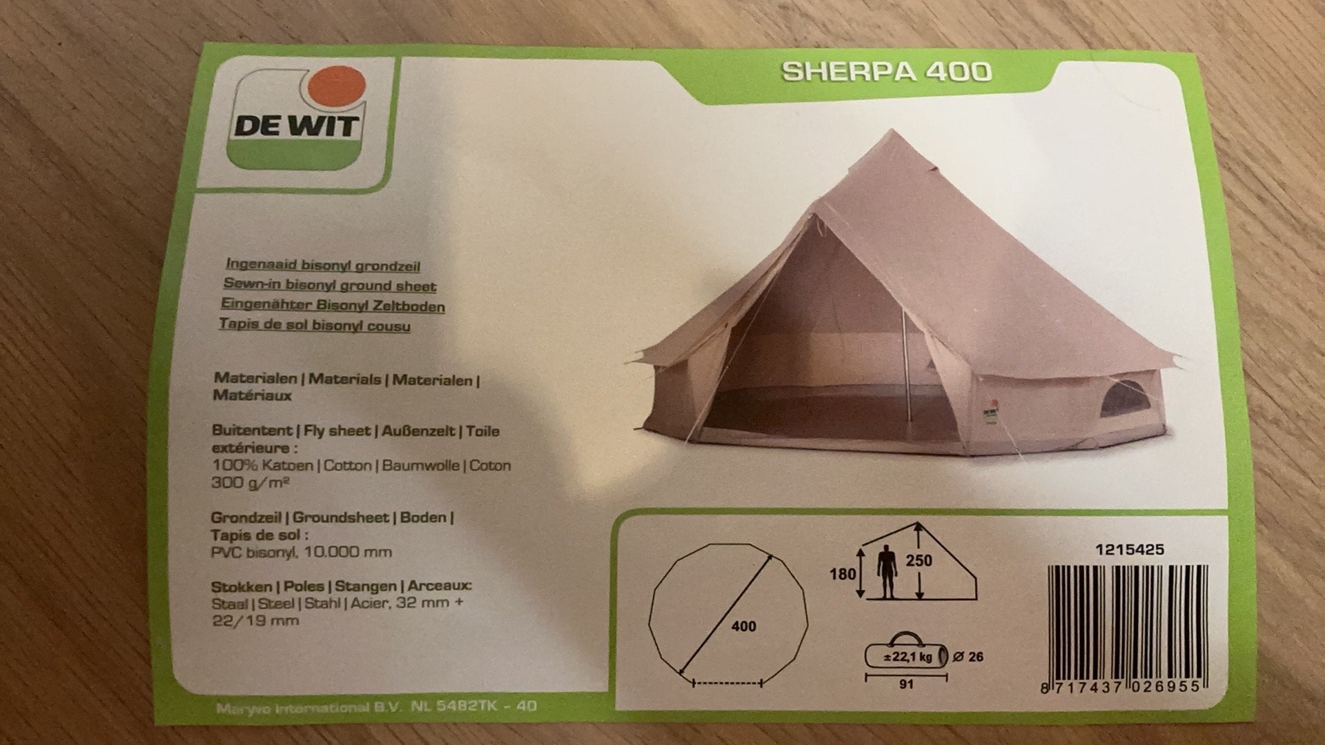 Glamping tent Sherpa 400 piramide tent grondzeil vast, Ophalen, Nieuw, Tot en met 6