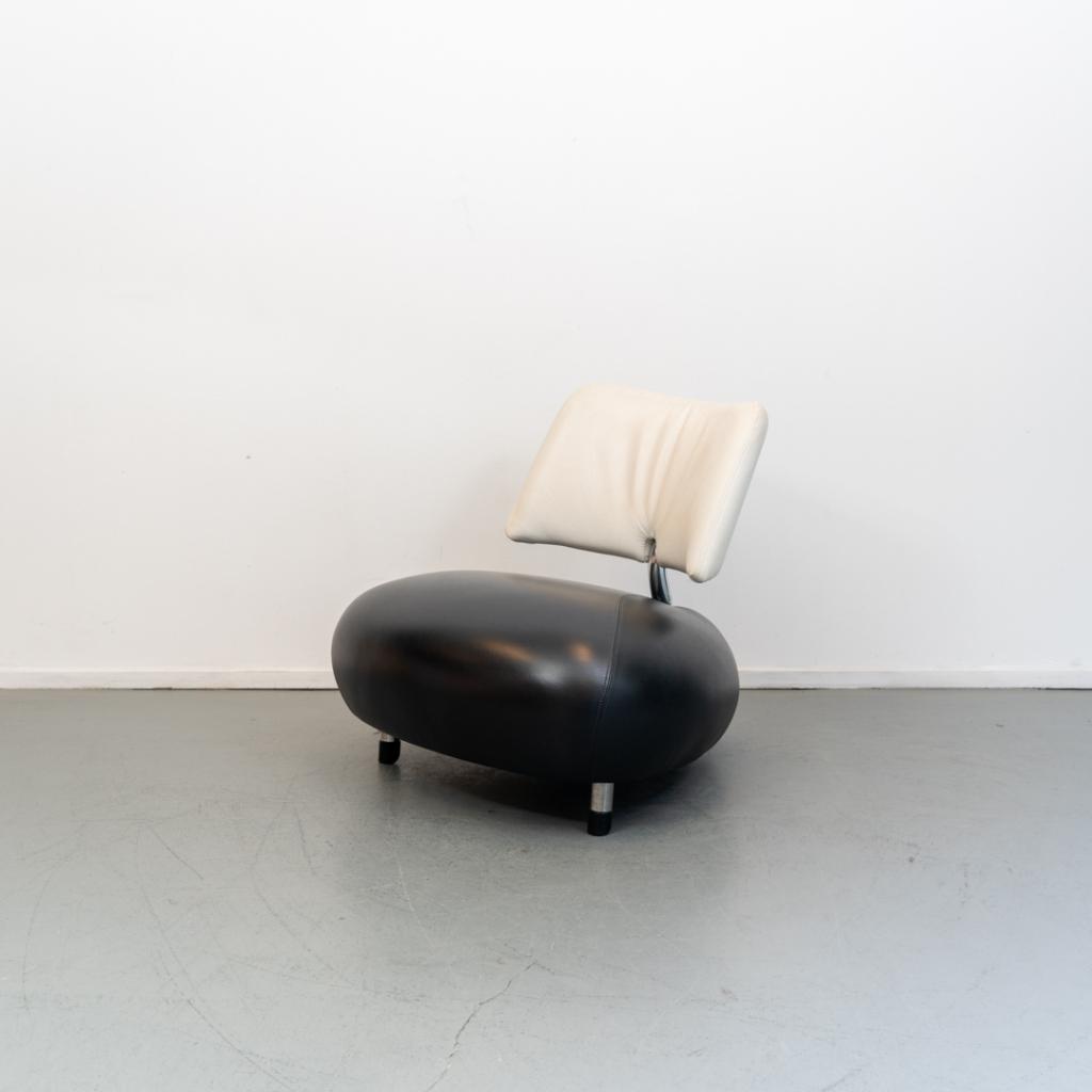 1x Leolux Pallone fauteuil zwart/wit, Niet ingevuld, Leer, Ophalen of Verzenden, Zo goed als nieuw