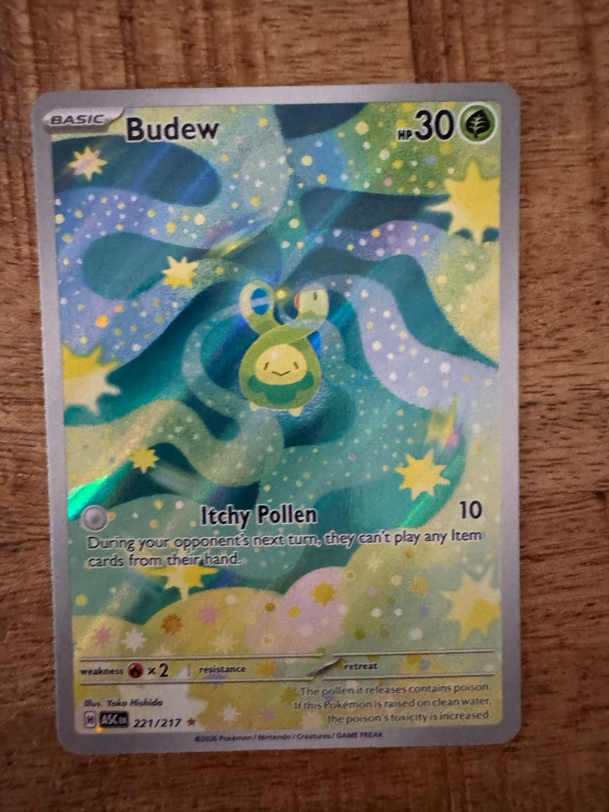 Budew 221/217 Pokémon kaart - Foil, Ophalen of Verzenden, Zo goed als nieuw, Losse kaart, Foil