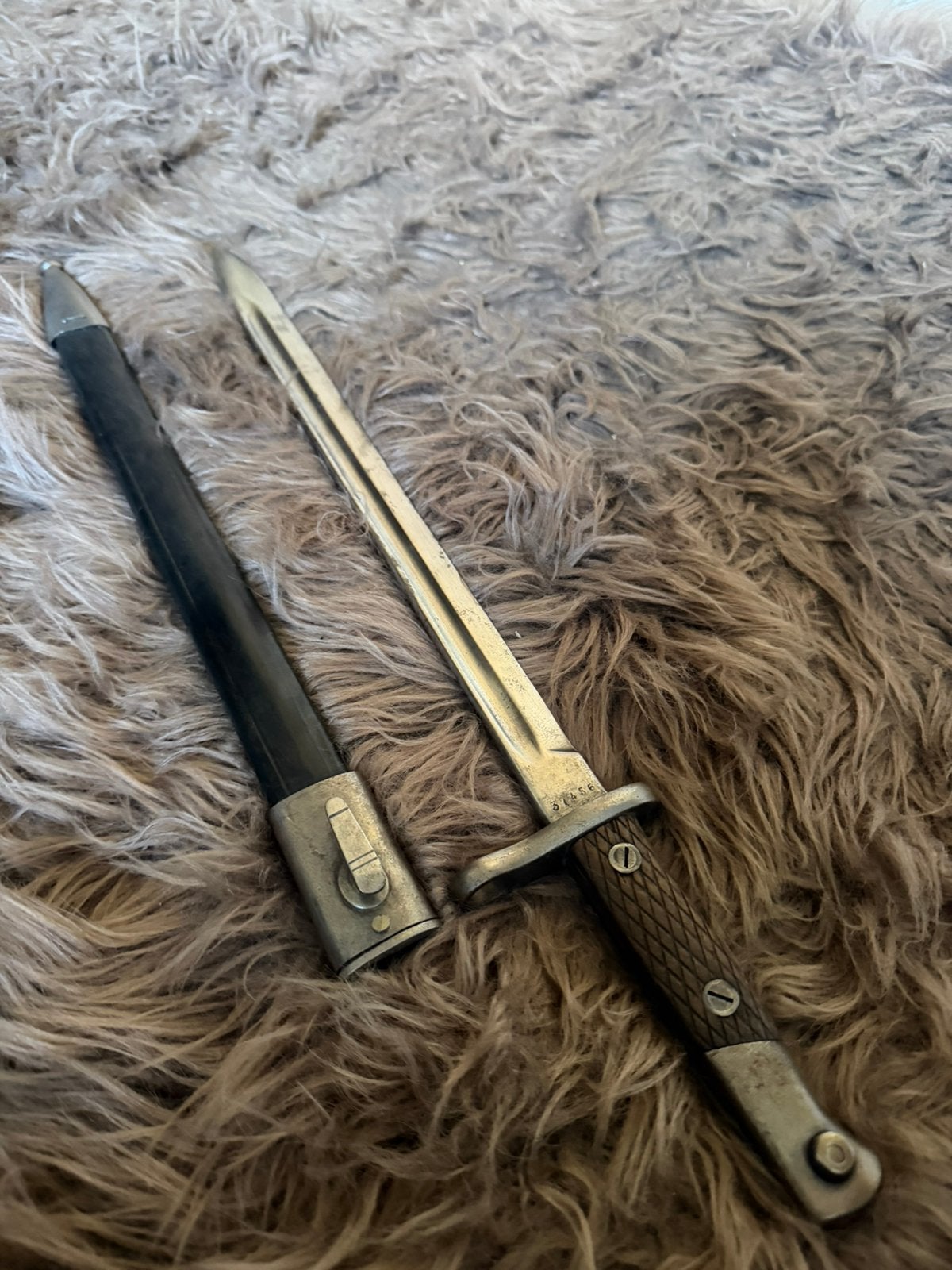 Originele Spaanse M1913 Mauser Bajonet met Schede – Toledo, Ophalen of Verzenden, Overige gebieden, Mes of Dolk