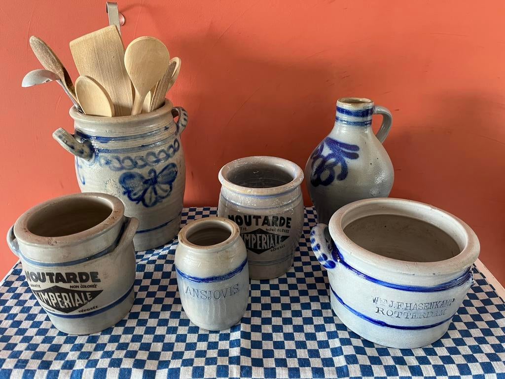 Keulse potten, mosterd, kan, Ophalen of Verzenden