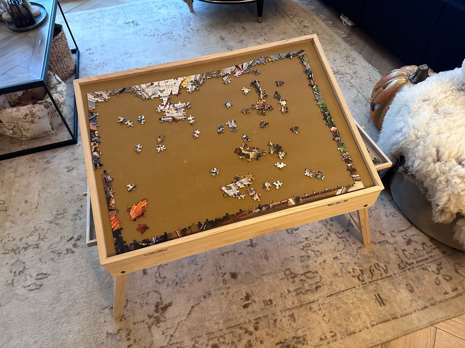 Houten puzzeltafel met lades - Ideaal voor legpuzzels, Ophalen, Zo goed als nieuw, Legpuzzel