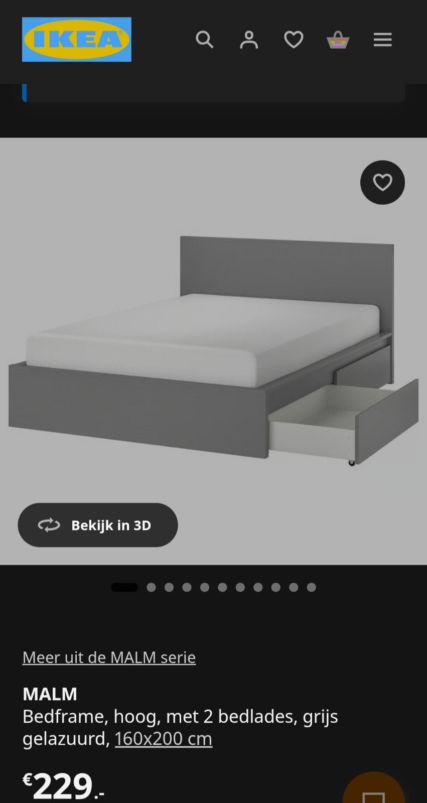 Ikea bed Malm 160x 200, Huis en Inrichting, Slaapkamer | Bedden, Wit, Tweepersoons, Zo goed als nieuw, Hout