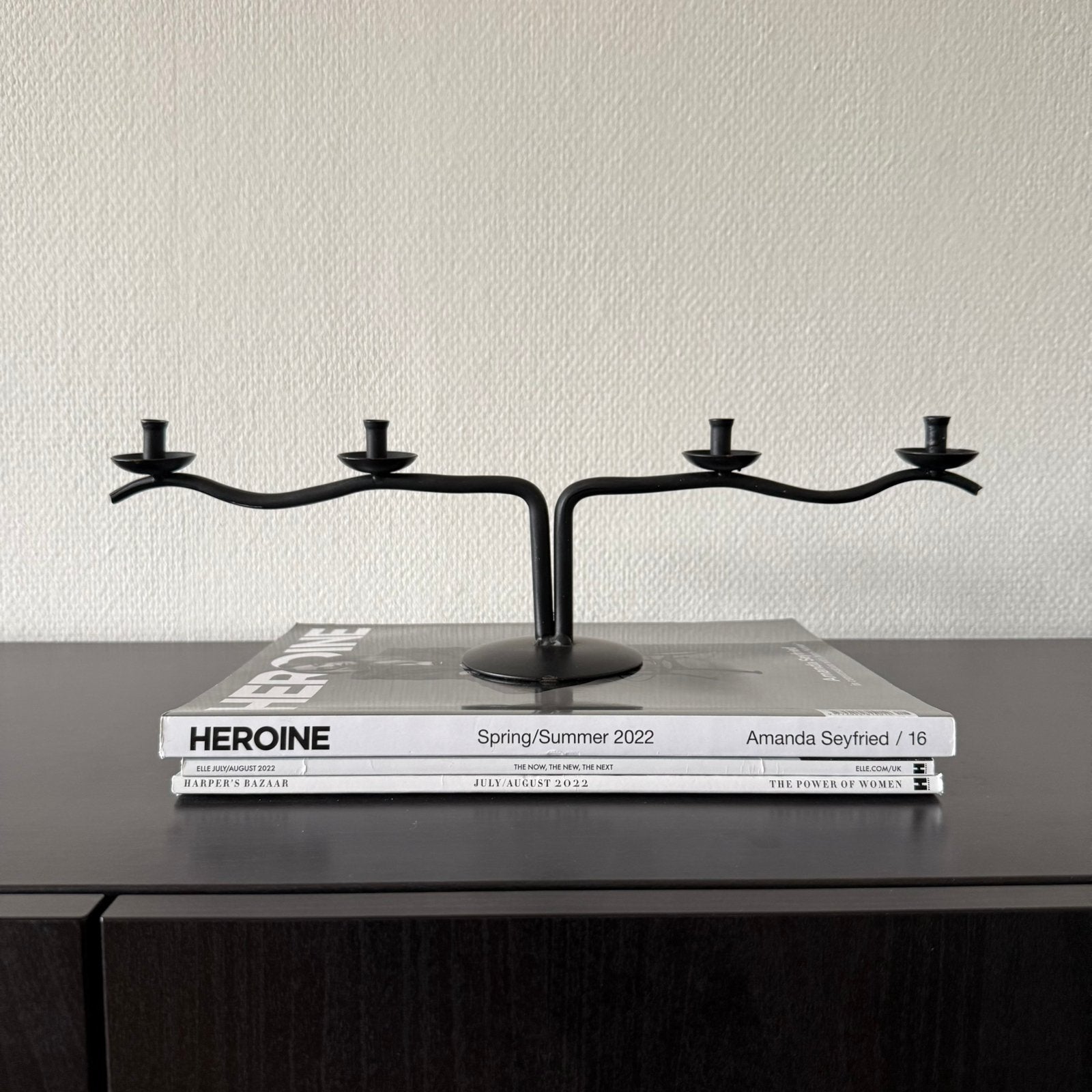 Brutalist vintage golvende kandelaar zwart hysteria stijl, Huis en Inrichting, Gebruikt, Zwart, ?, Metaal