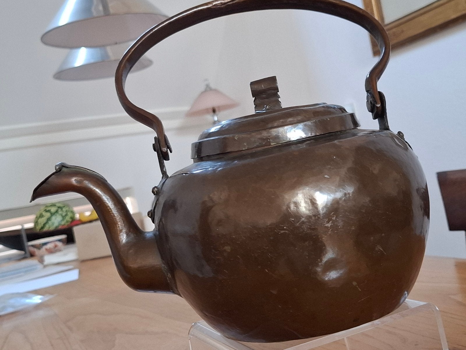 Antieke koperen appelketel met handvat, Antiek en Kunst, Ophalen of Verzenden