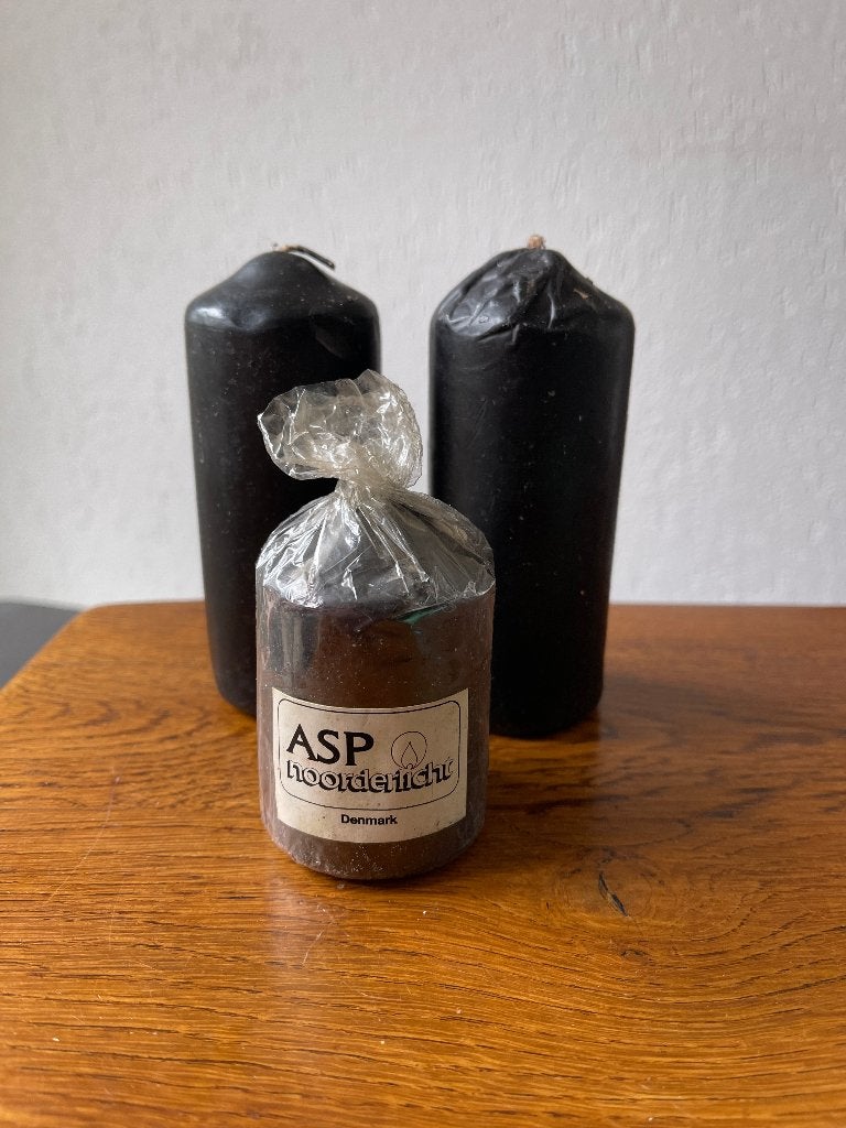 3 Kaarsen Kleur: Zwart "ASP Noorderlicht Denmark" Jaren 70, Overige materialen, Zwart, Nieuw, Ophalen of Verzenden