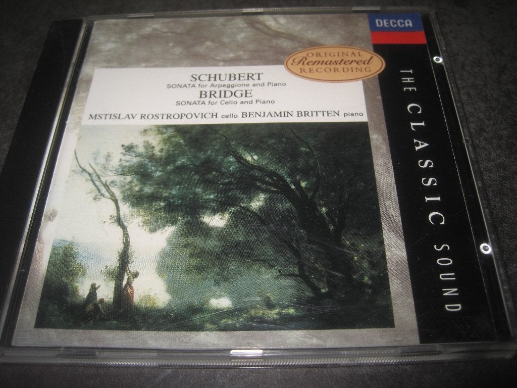 Schubert Fr. Bridge Cello Sonatas Rostropovich Britten Decca, Ophalen of Verzenden, Classicisme, Zo goed als nieuw, Kamermuziek