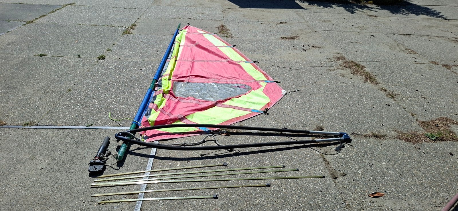 Windsurfzeil 4,80 m hoog met giek en mast - Black Rock Sails, Complete set, Ophalen, Overige merken, Gebruikt