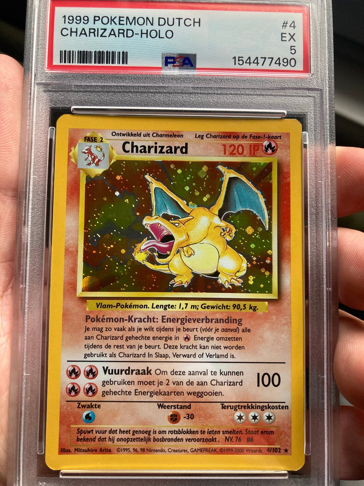 1999 #4 charizard-holo dutch psa5, Ophalen of Verzenden, Zo goed als nieuw