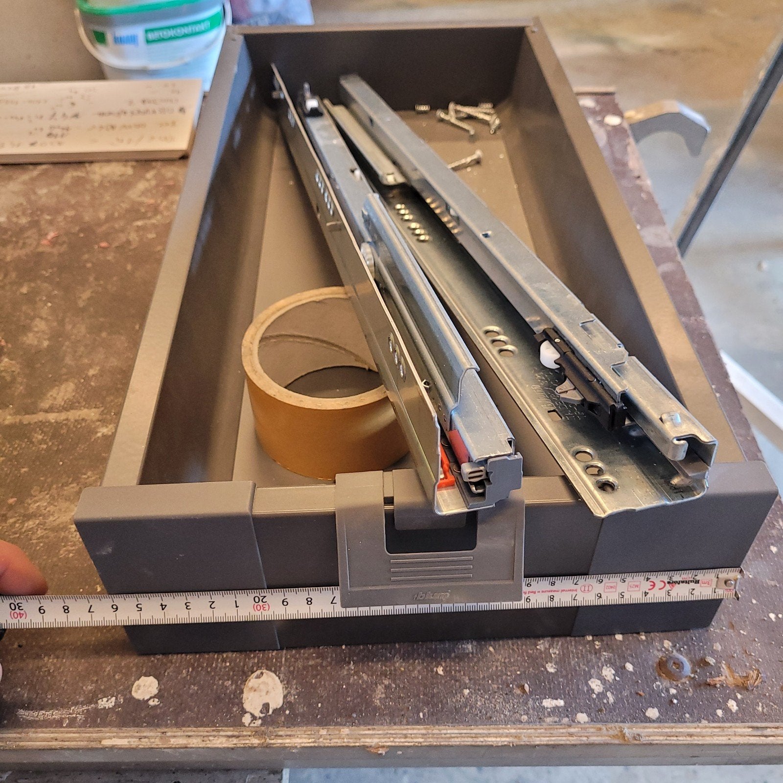 Blum lade met geleiders - Zo goed als nieuw, Ophalen, Minder dan 50 cm, 1 of 2 laden, Zo goed als nieuw