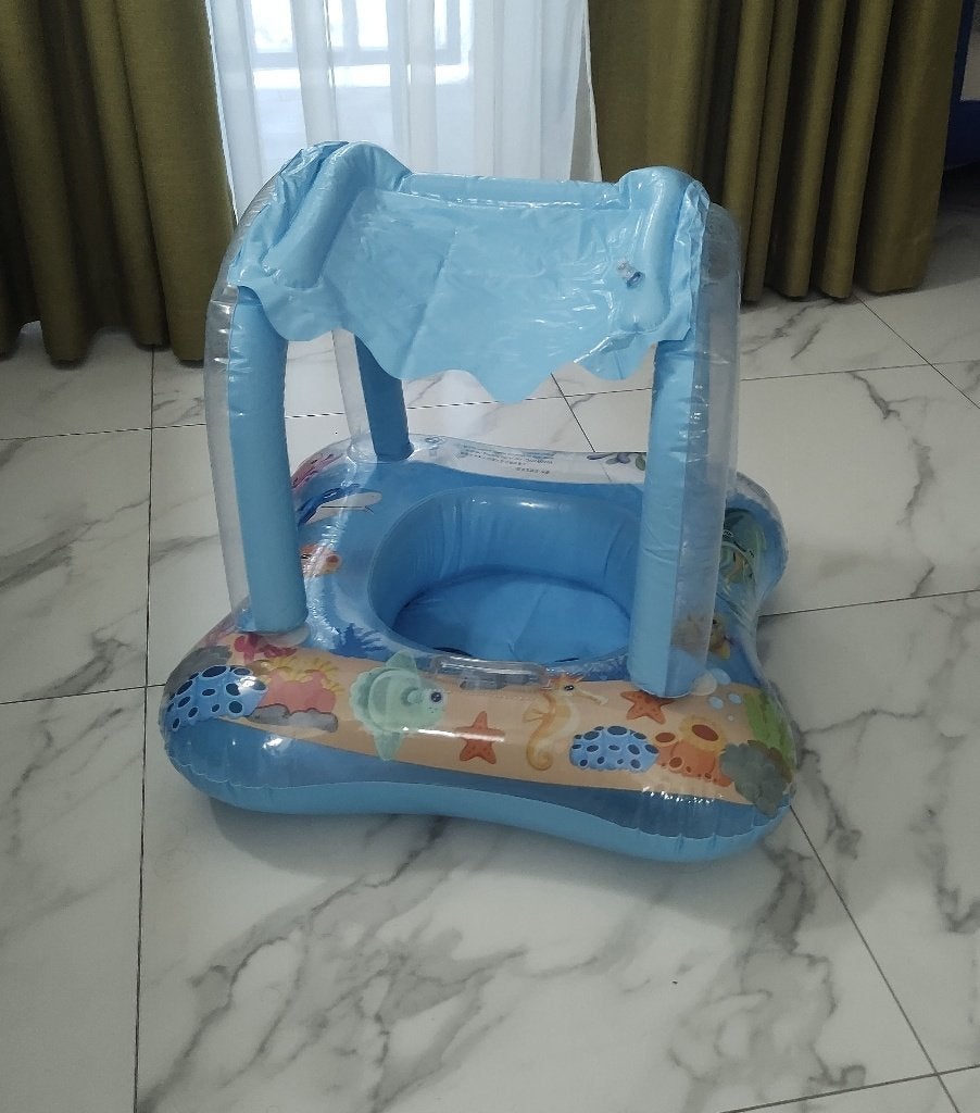 Baby Zwemring met Zonnescherm, Kinderen en Baby's, Babykleding | Baby-zwemkleding, Ophalen of Verzenden, Zo goed als nieuw, Zwem-accessoire