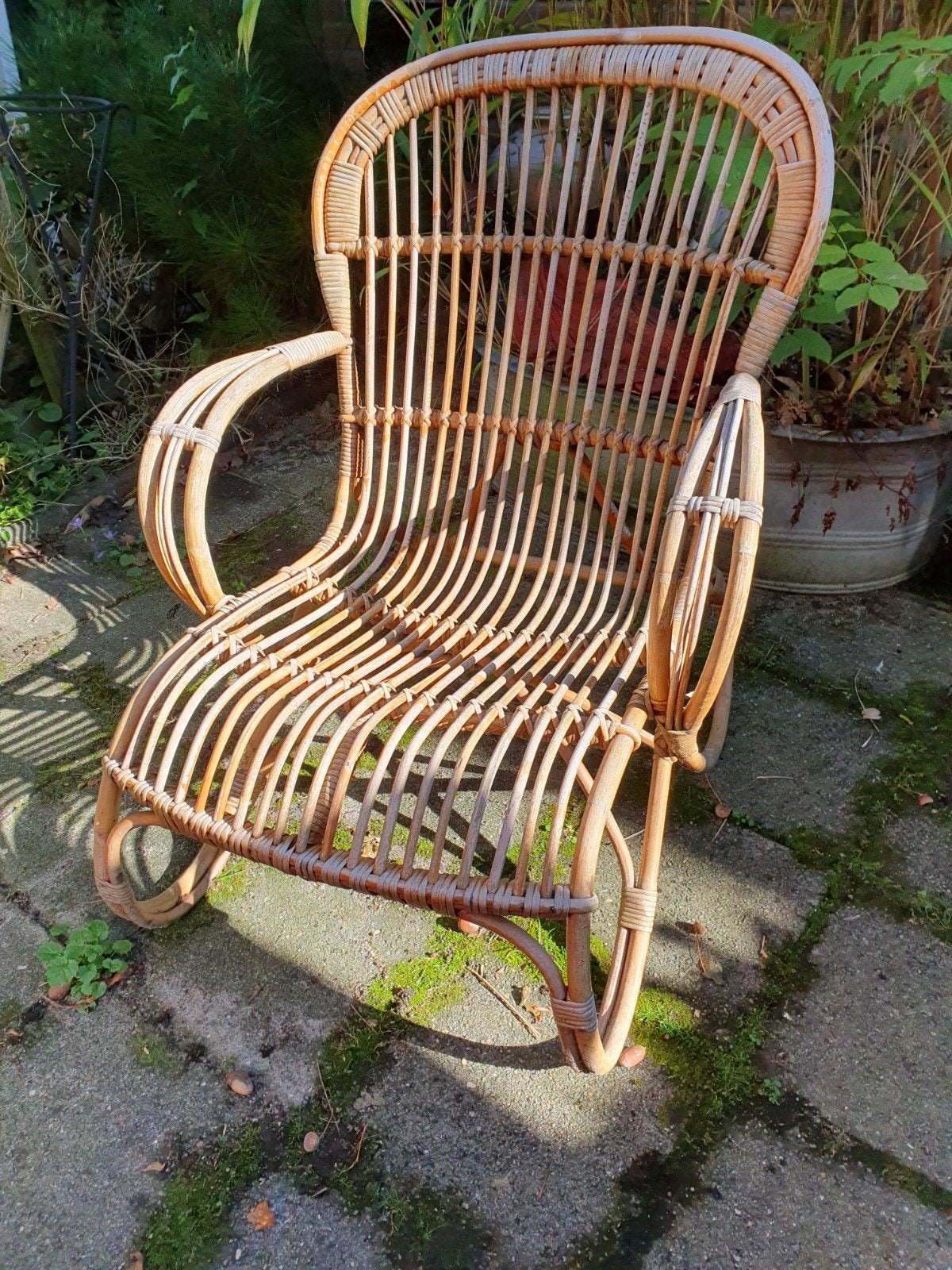 Vintage rieten stoel, Ophalen, Gebruikt, Rotan