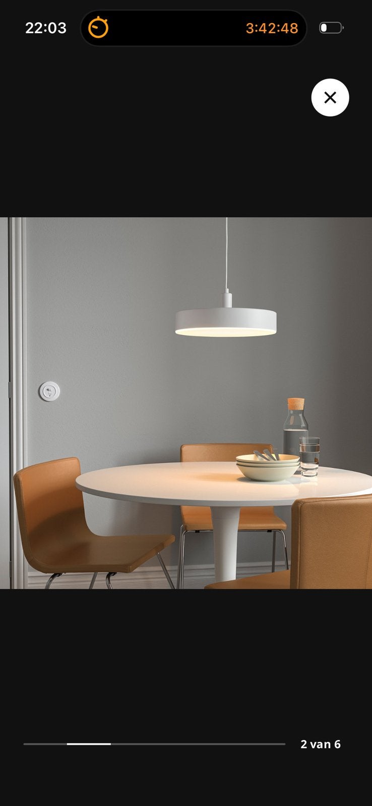 Plafondlamp ikea Nymåne+afstandsbediening, Ophalen, Instelbare kleurtemperatuur, Hanglamp, Nieuw