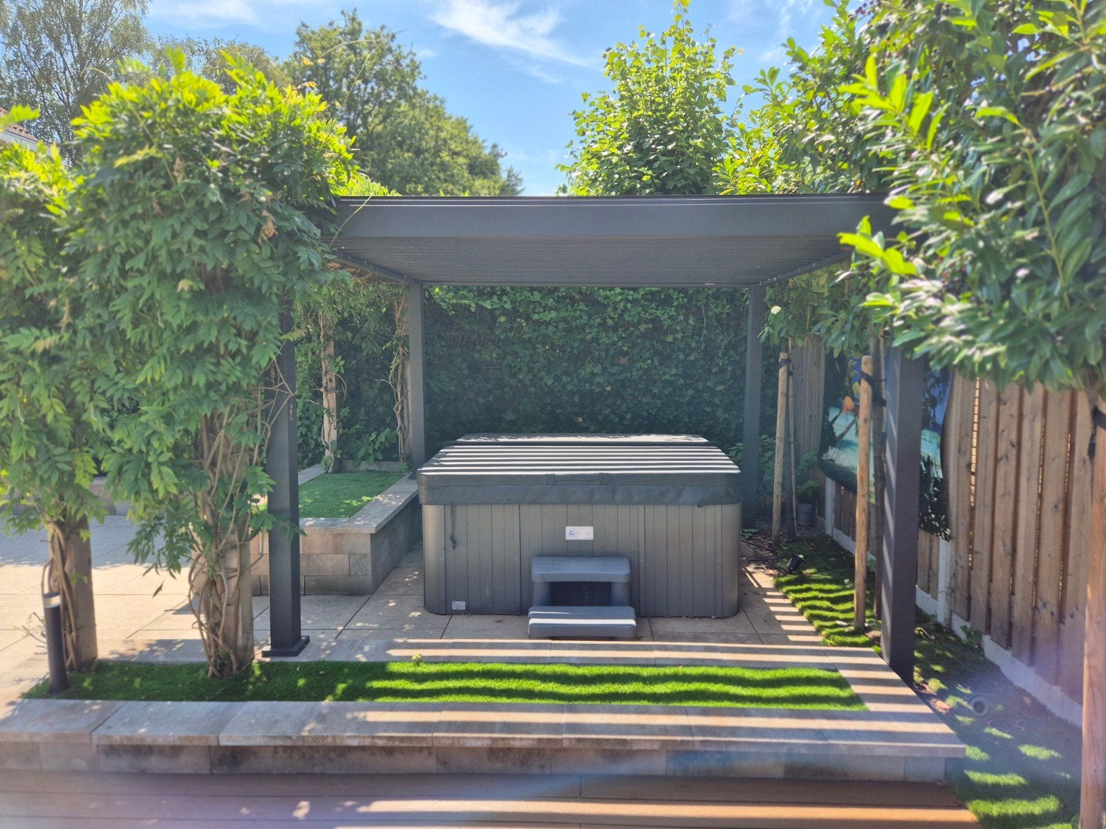 Moderne pergola met verstelbare lamellen, Tuin en Terras, Overkappingen, Ophalen