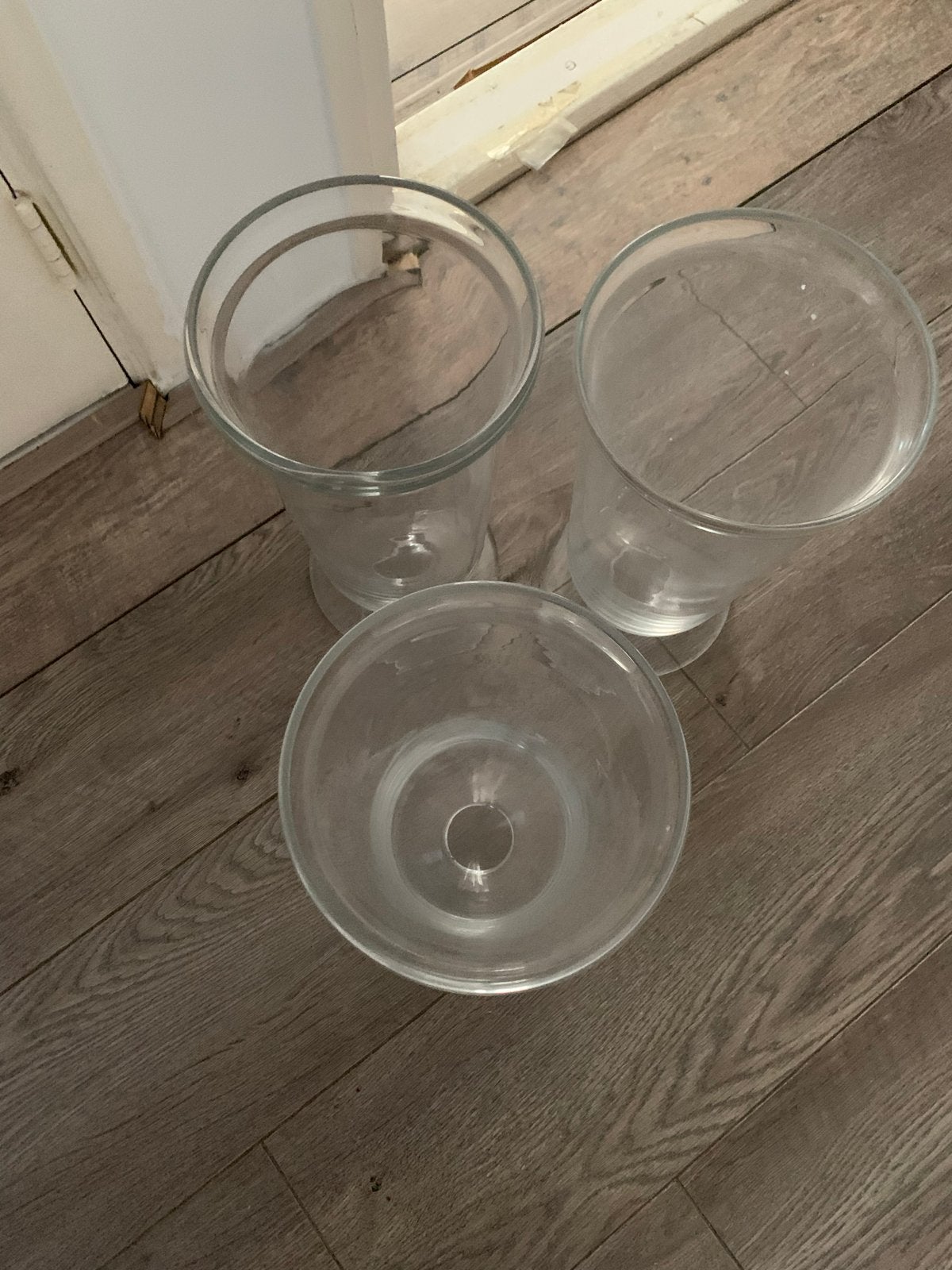 Set van 3 glazen vazen/windlichten, Ophalen of Verzenden