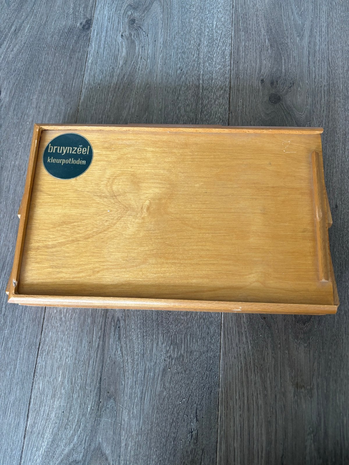 Vintage Bruynzeel Kleurpotloden in Houten Uitklapkist, Ophalen of Verzenden, Gebruikt, Potlood of Stift