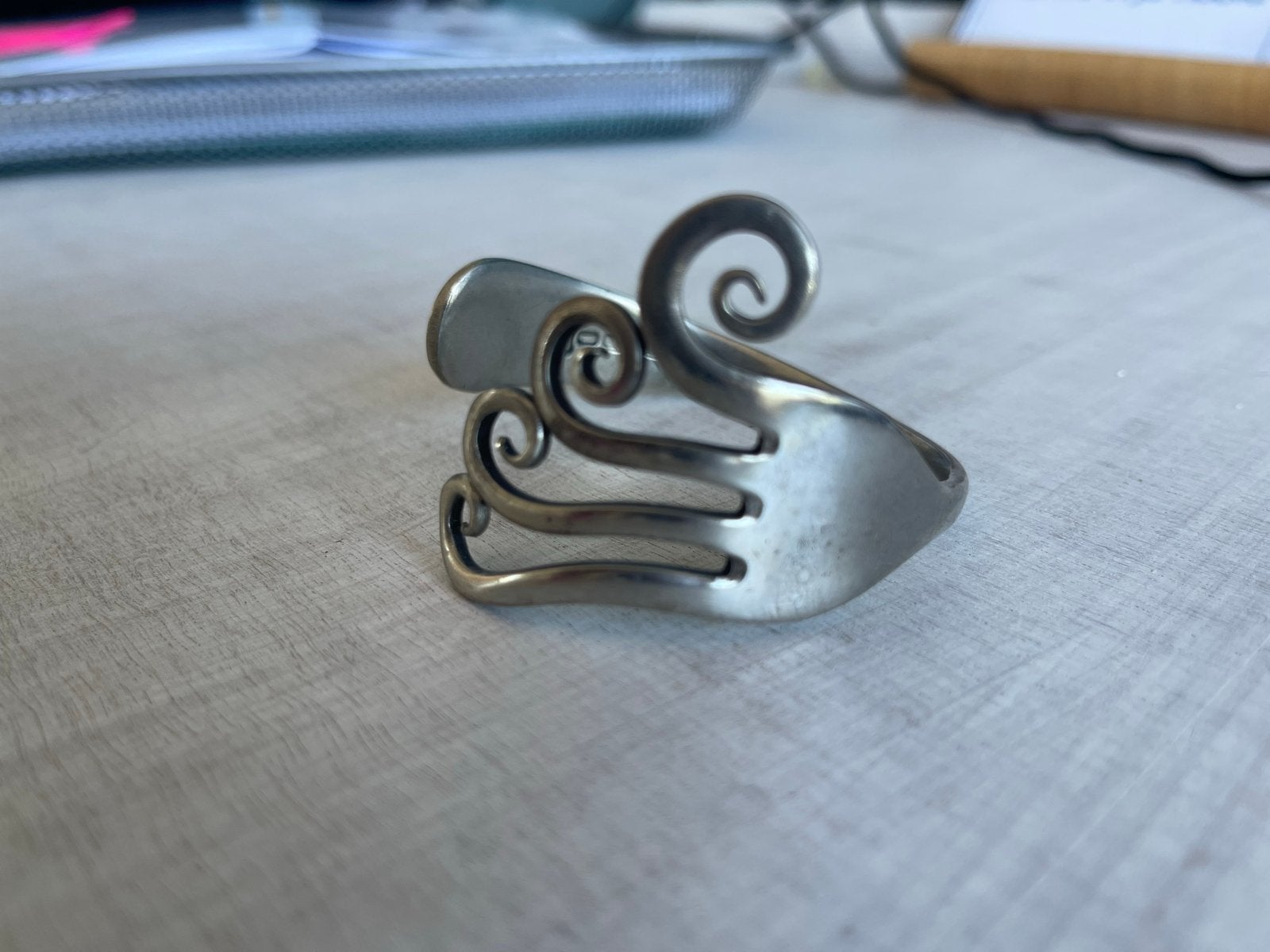 Uniek verzilverde armband van vork - Handgemaakt, Ophalen of Verzenden, Gebruikt, Zilver, Overige materialen