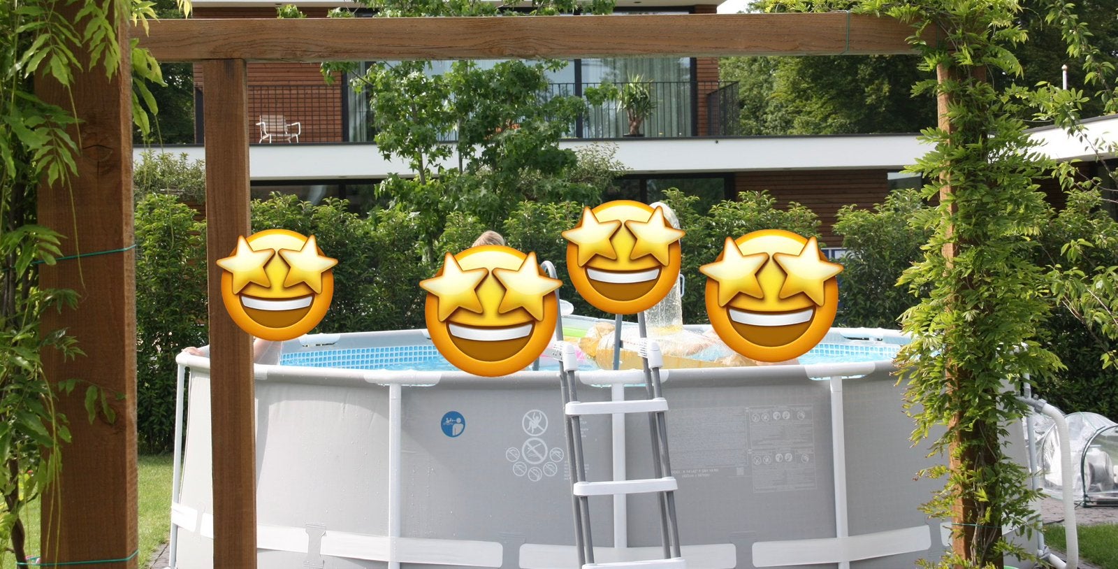 Rond Intex opzetzwembad met alle zwembadbenodigheden, Tuin en Terras, Zwembaden, Gebruikt, Rond, 300 cm of meer, Opzetzwembad