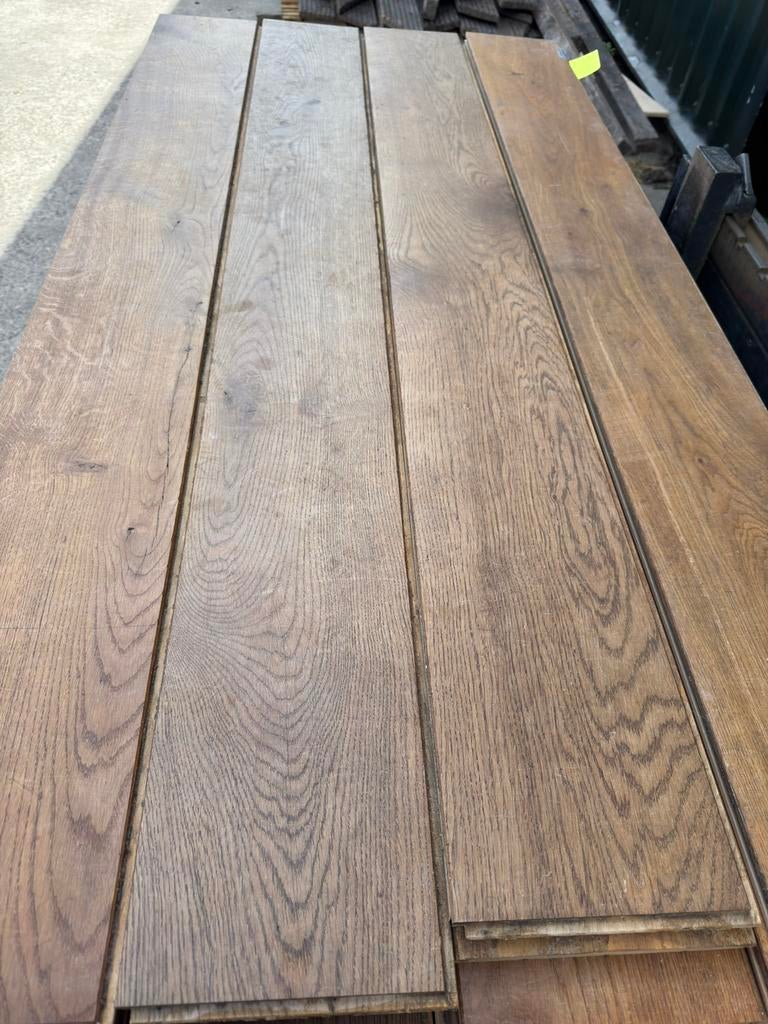 Eiken vloer 33 m2 massieve vloerdelen 19,5 cm breed 2 cm dik, Ophalen, Gebruikt, Vloerdelen of -planken, 10 m² of meer