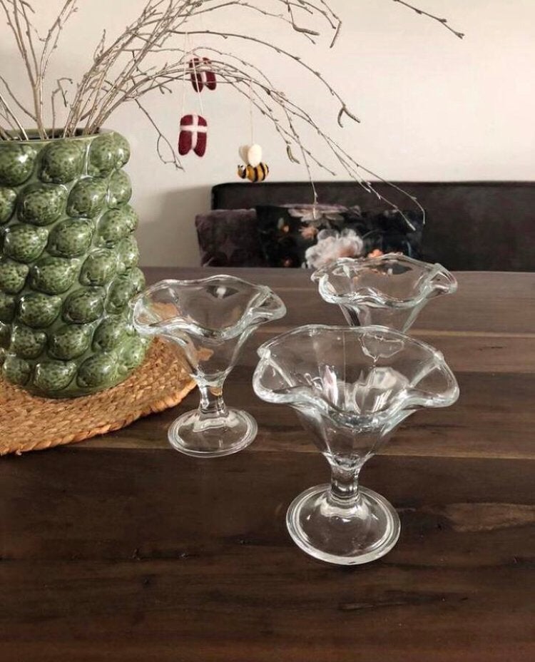 💝 3x Vintage IJS geschulpte ijscoupe - €4,50 p.st, Glas of Glazen, Vintage, Ophalen of Verzenden, Glas