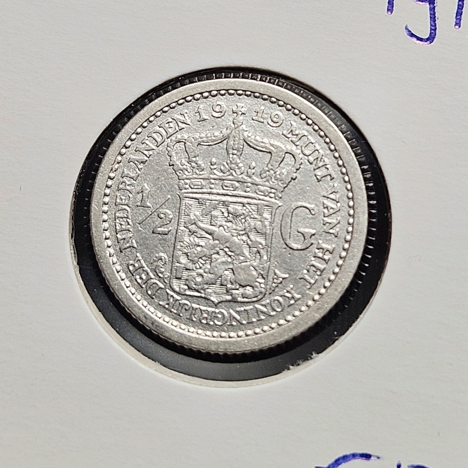 halve gulden 1919 Nederland Wilhelmina, ½ gulden, Verzenden, Zilver, Koningin Wilhelmina