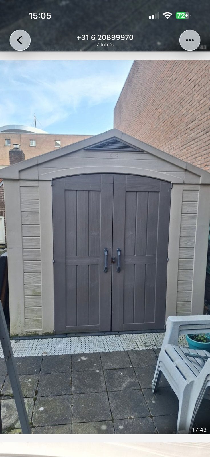 Tuinhuis, Ophalen, Kunststof, Gebruikt, 250 tot 500 cm