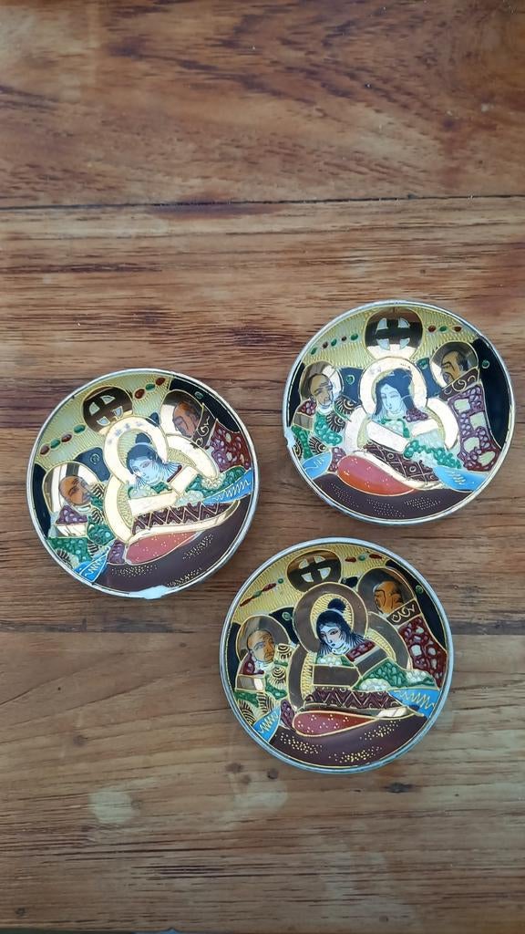 Set van 3 Vintage Japanse Cloisonné Schoteltjes, Ophalen of Verzenden