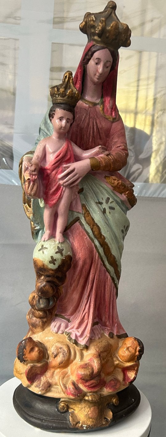 Antiek Mariabeeld met kindje Jezus, Ophalen of Verzenden