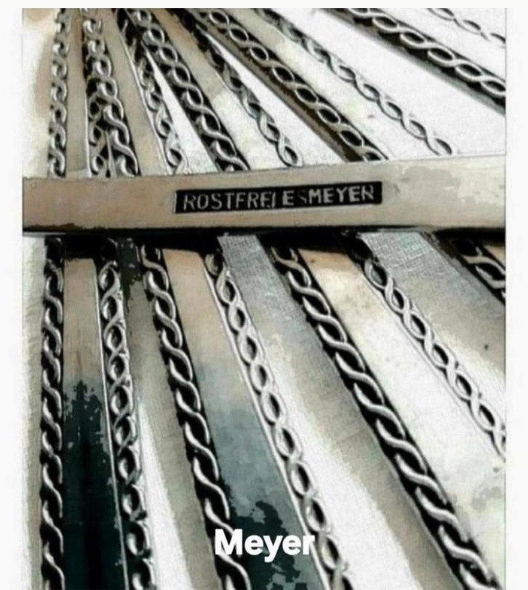 Mooie Duitse boter messen vismessen Meyer relief hadvatten, Ophalen of Verzenden