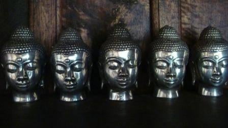 Boeddha hoofdje van silverplated brons, Ophalen of Verzenden, Nieuw, Beeld(je)