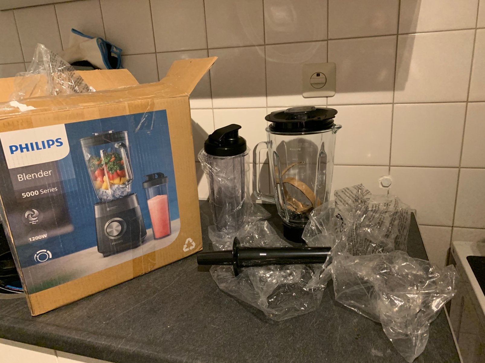 Philips Blenderkan - 1,5 liter van glas en extras, Witgoed en Apparatuur, Blenders, Ophalen, Zo goed als nieuw, Blender