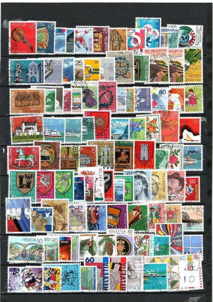 90 zegels Zwitserland blad 10, Ophalen of Verzenden, Gestempeld