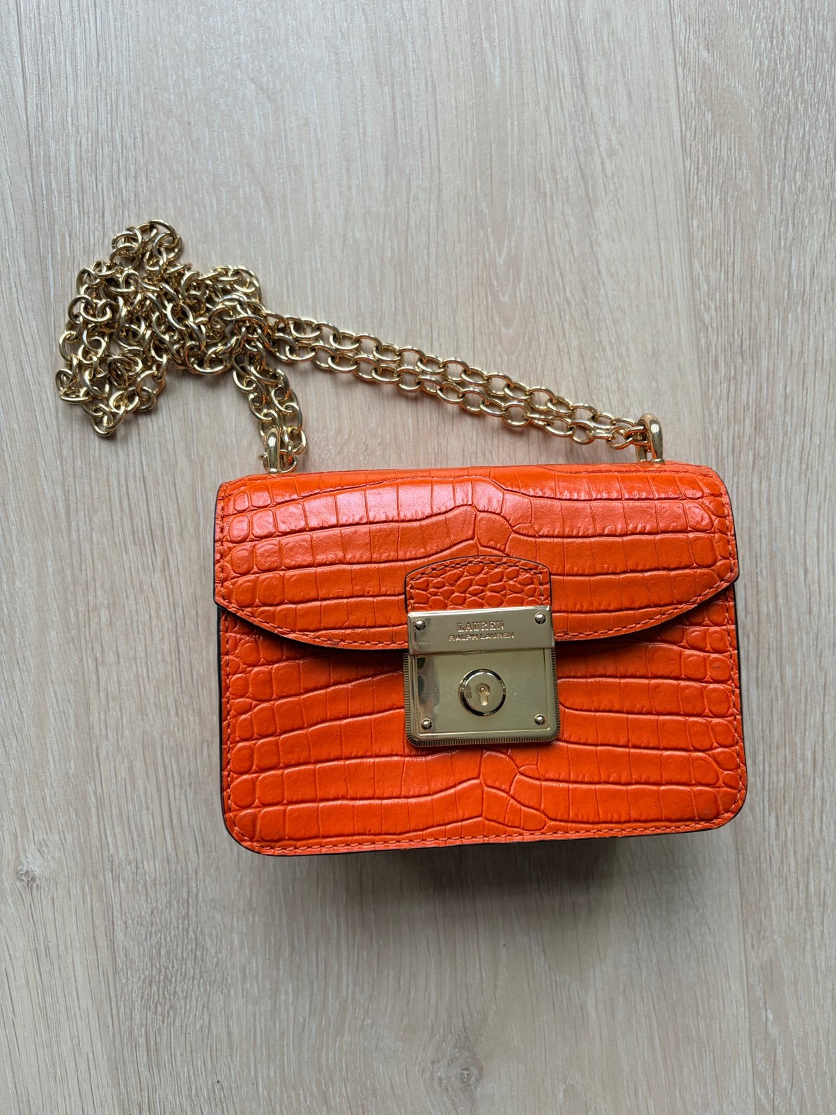 Ralph Lauren Oranje Leren Tasje - Nieuw, Ophalen of Verzenden, Nieuw, Oranje, Schoudertasje