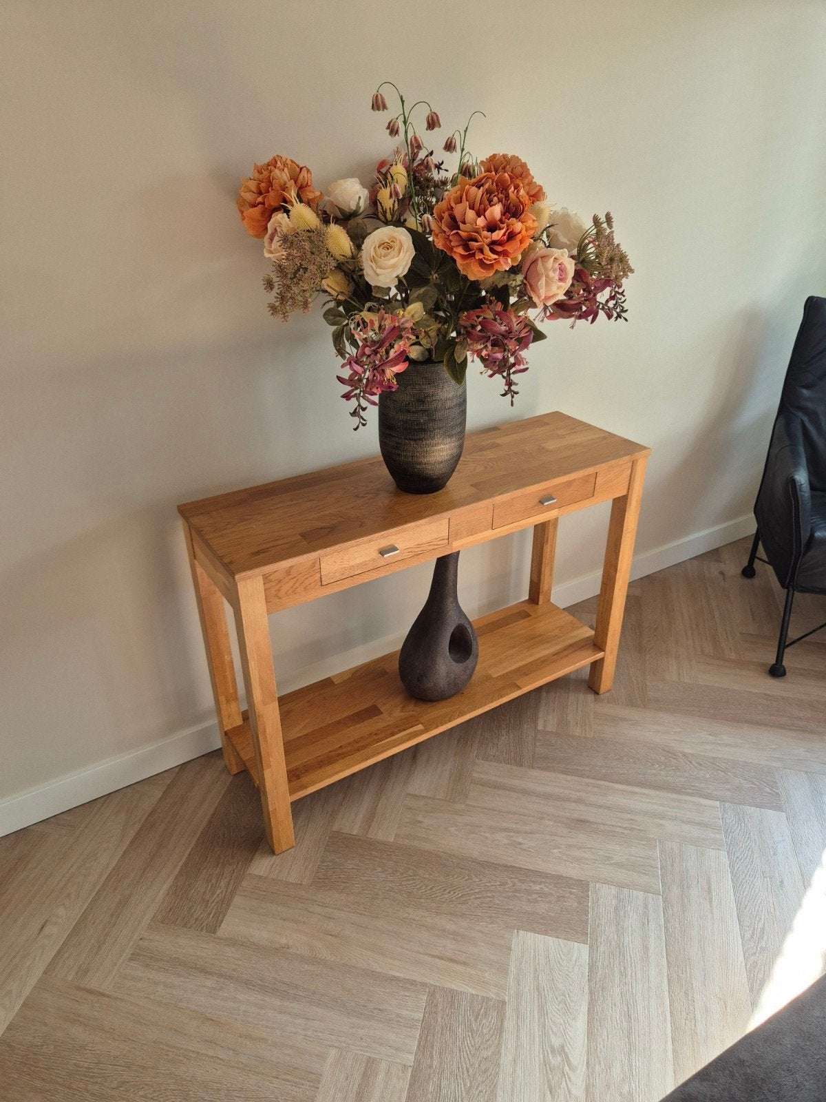 Massief Eiken Sidetable - 109x35x77 cm, Ophalen