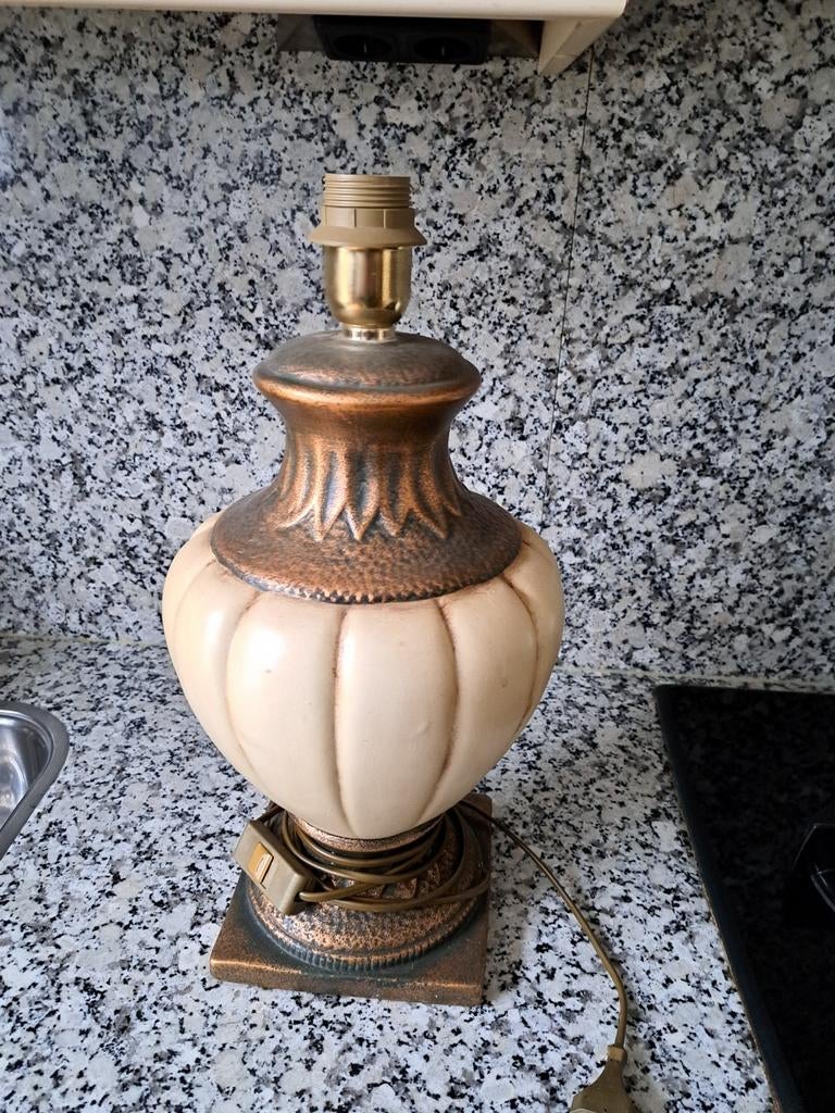 Vintage Tafellamp - Crème en Bronskleurig, Huis en Inrichting, Ophalen, Gebruikt, Overige materialen