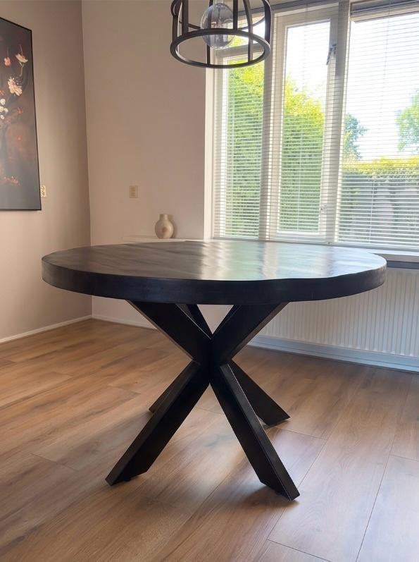 Eettafel rond 120CM - Mangohout Jones Zwart, Huis en Inrichting, Tafels | Eettafels, Ophalen, Zo goed als nieuw, Rond, 100 tot 150 cm
