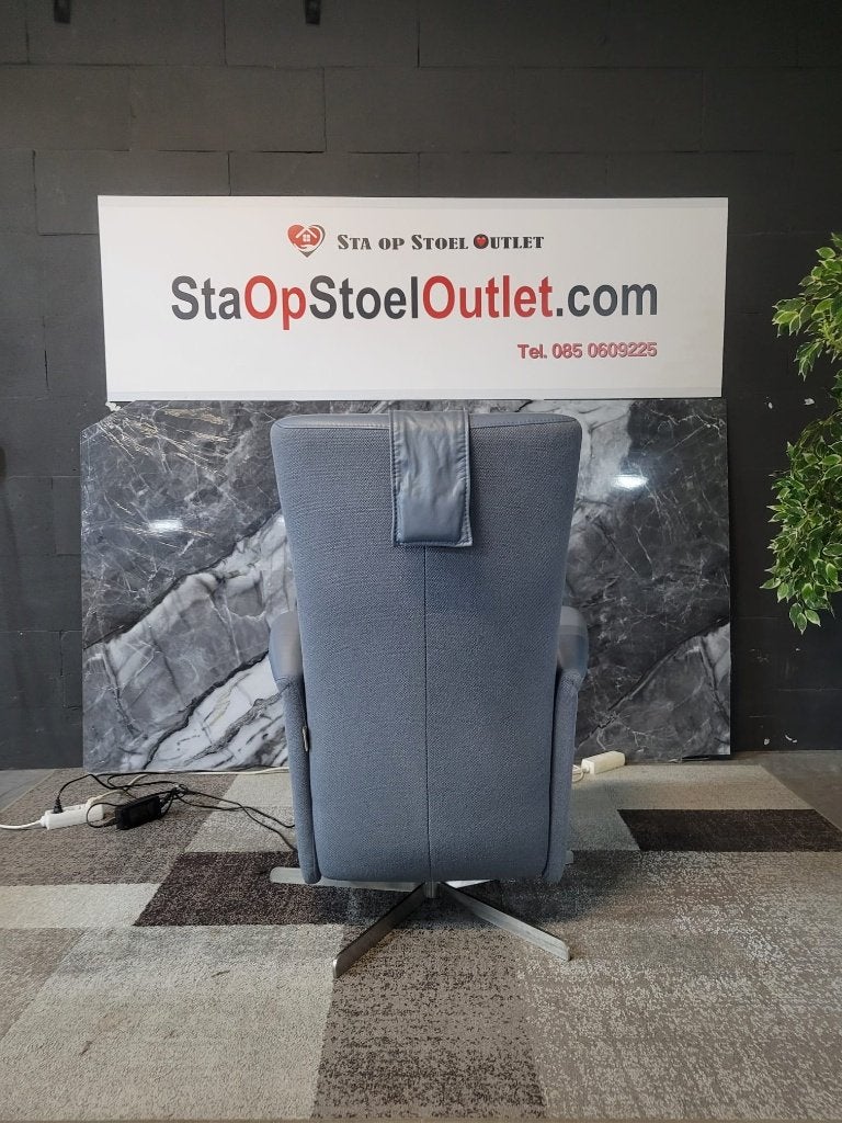 Staopstoel Prominent Toscana Blauw met tiptoetsen, Gebruikt, Minder dan 75 cm, Ophalen of Verzenden, Leer