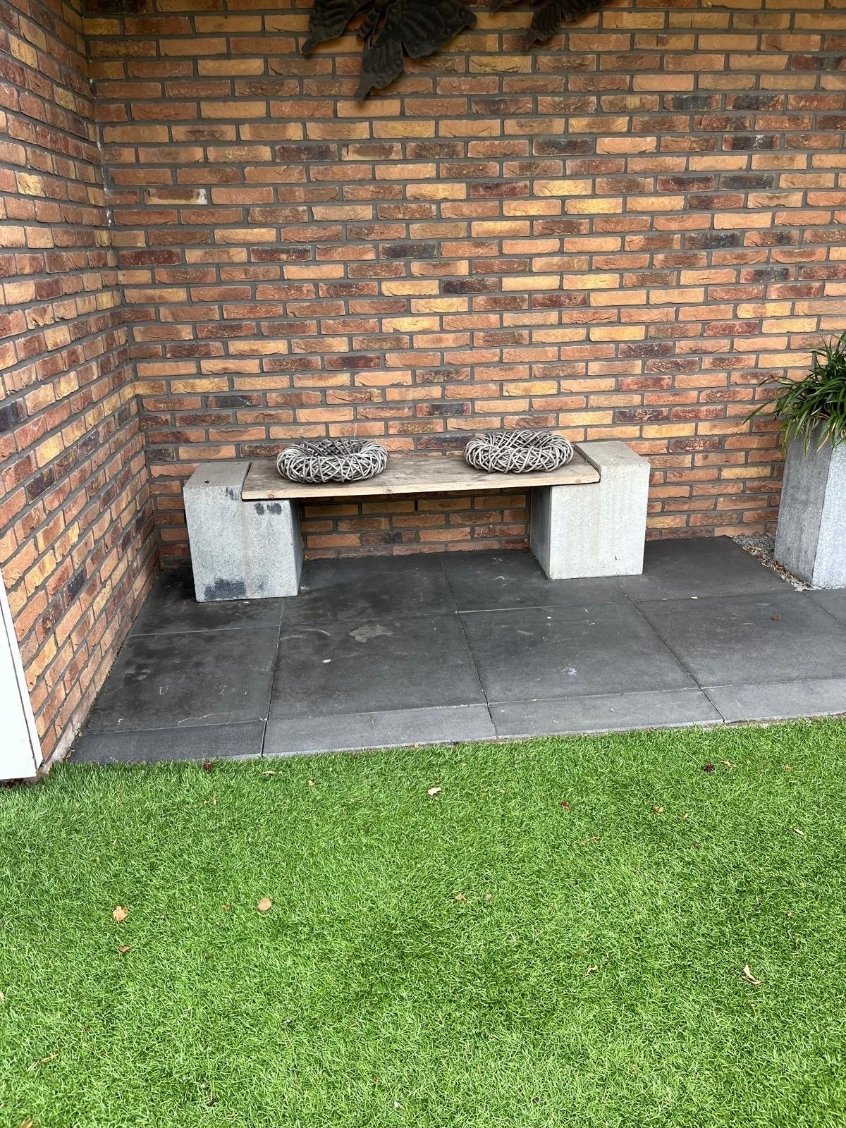 Robuuste tuinbank van hout en beton 160br 42 hoog 37 diep, Tuin en Terras, Ophalen, Gebruikt, Hout